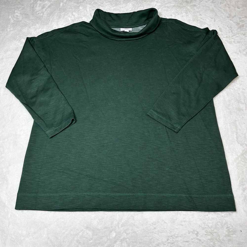 J Jill Womens Large Green Mock Turtleneck Pullover Long Sleeve‎ Sweatshirt